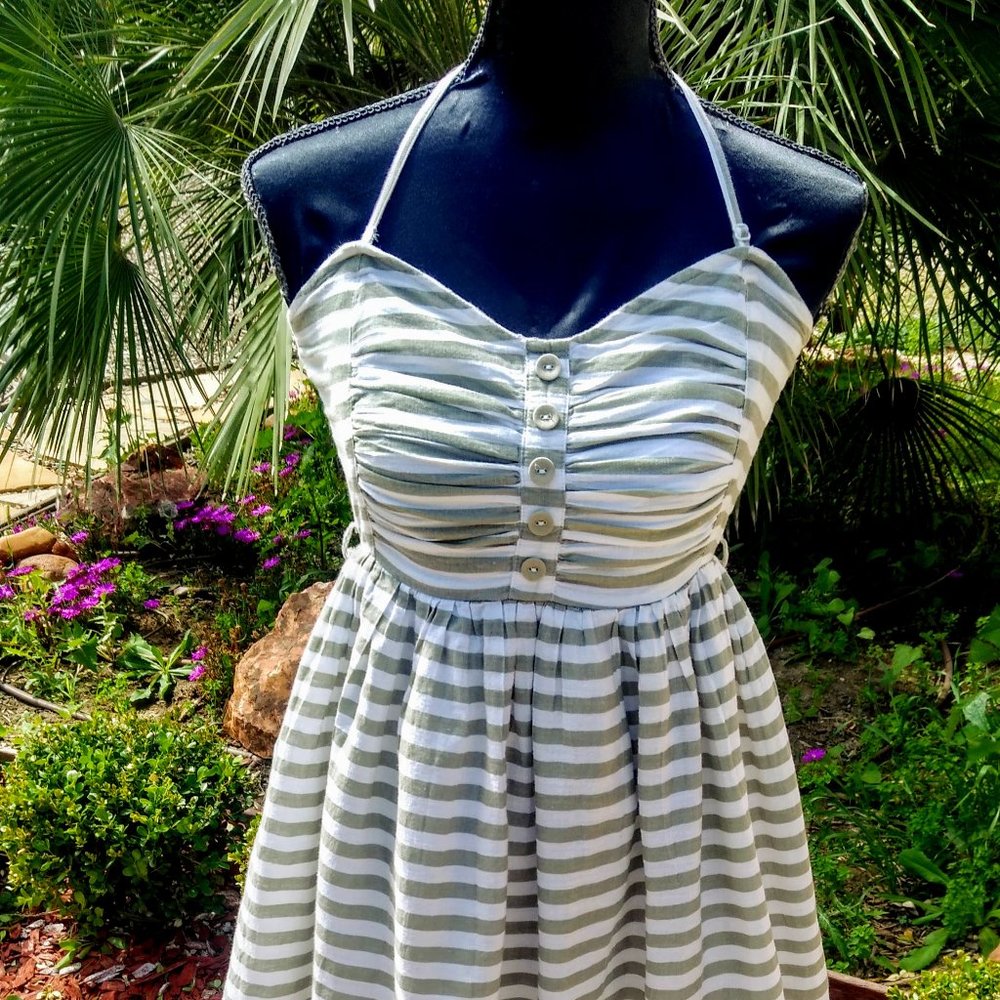 SAN SOUCI GREY STRIPED HALTER MINI-DRESS!!